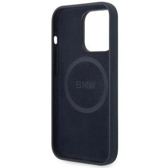 Pouzdro BMW BMHMP14LSILNA iPhone 14 Pro 6.1&quot; tmavě modrá/námořnická barva silikonové kovové Logo MagSafe