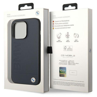 Pouzdro BMW BMHMP14XSLLNA iPhone 14 Pro Max 6,7&quot; námořnické/námořnické pevné pouzdro Leather Hot Stamp MagSafe