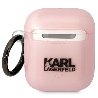 Karl Lagerfeld KLA2HNCHTCP Airpods 1/2 kryt růžový/růžový Ikonik Choupette