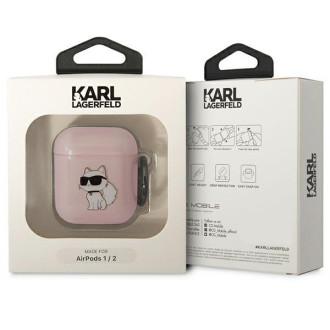 Karl Lagerfeld KLA2HNCHTCP Airpods 1/2 kryt růžový/růžový Ikonik Choupette