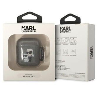 Karl Lagerfeld KLA2HNKCTGK Airpods 1/2 kryt černo/černý Glitr Karl&amp;Choupette