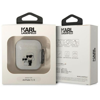 Karl Lagerfeld KLA2HNKCTGT kryt Airpods 1/2 průhledný Glitr Karl&amp;Choupette