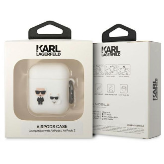 Karl Lagerfeld KLACA2SILKCW kryt AirPods 1/2 bílý/bílý Silikon Karl &amp; Choupette