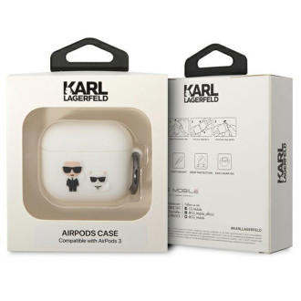 Karl Lagerfeld KLACA3SILKCW kryt AirPods 3 bílý/bílý Silikon Karl &amp; Choupette