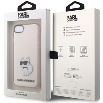 Karl Lagerfeld KLHCI8HNCHTCP iPhone 7/8/ SE 2020 / SE 2022 růžové/růžové pevné pouzdro Ikonik Choupette