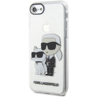 Karl Lagerfeld KLHCI8HNKCTGT iPhone 7/8/ SE 2020 / SE 2022 průhledný pevný obal Gliter Karl&amp;Choupette