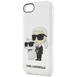 Karl Lagerfeld KLHCI8HNKCTGT iPhone 7/8/ SE 2020 / SE 2022 průhledný pevný obal Gliter Karl&amp;Choupette