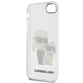 Karl Lagerfeld KLHCI8HNKCTGT iPhone 7/8/ SE 2020 / SE 2022 průhledný pevný obal Gliter Karl&amp;Choupette