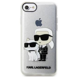 Karl Lagerfeld KLHCI8HNKCTGT iPhone 7/8/ SE 2020 / SE 2022 průhledný pevný obal Gliter Karl&amp;Choupette