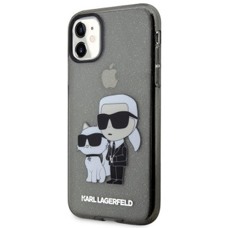 Karl Lagerfeld KLHCN61HNKCTGK iPhone 11 / Xr 6,1&quot; černý/černý pevný obal Gliter Karl&amp;Choupette