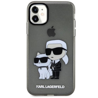 Karl Lagerfeld KLHCN61HNKCTGK iPhone 11 / Xr 6,1&quot; černý/černý pevný obal Gliter Karl&amp;Choupette