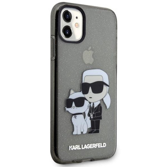 Karl Lagerfeld KLHCN61HNKCTGK iPhone 11 / Xr 6,1&quot; černý/černý pevný obal Gliter Karl&amp;Choupette