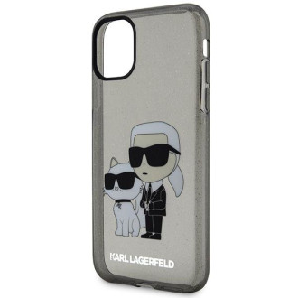 Karl Lagerfeld KLHCN61HNKCTGK iPhone 11 / Xr 6,1&quot; černý/černý pevný obal Gliter Karl&amp;Choupette