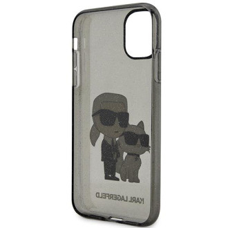 Karl Lagerfeld KLHCN61HNKCTGK iPhone 11 / Xr 6,1&quot; černý/černý pevný obal Gliter Karl&amp;Choupette