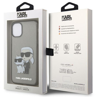 Karl Lagerfeld KLHCN61HNKCTGK iPhone 11 / Xr 6,1&quot; černý/černý pevný obal Gliter Karl&amp;Choupette