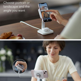 ESR HALOLOCK 2V1 CRYOBOOST MAGNETICKÁ MAGSAFE BEZDRÁTOVÁ NABÍJEČKA ARCTIC WHITE