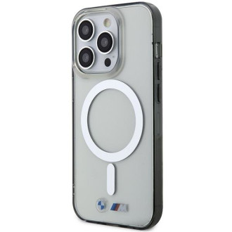 Pouzdro BMW BMHMP14LHCRS iPhone 14 Pro 6,1&quot; průhledné pevné pouzdro Silver Ring MagSafe