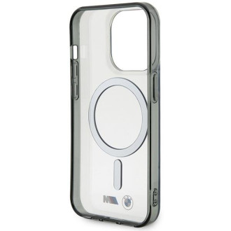 Pouzdro BMW BMHMP14LHCRS iPhone 14 Pro 6,1&quot; průhledné pevné pouzdro Silver Ring MagSafe