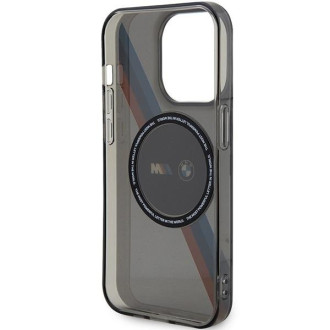 Pouzdro BMW BMHMP14XHDTK iPhone 14 Pro Max 6,7&quot; šedé/šedé pevné pouzdro Tricolor Stripes MagSafe