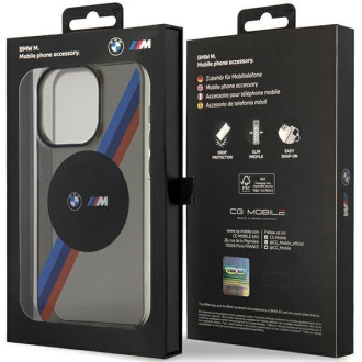Pouzdro BMW BMHMP14XHDTK iPhone 14 Pro Max 6,7&quot; šedé/šedé pevné pouzdro Tricolor Stripes MagSafe