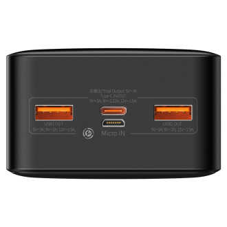 [RETURNED ITEM]  Baseus Bipow rychlonabíjecí powerbanka 30000mAh 20W černá (Overseas Edition) + USB-A - Micro USB kabel 0,25m černý (PPBD050401)