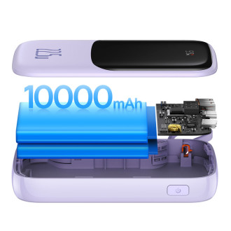 [RETURNED ITEM] Powerbanka Baseus Qpow 10000mAh vestavěný kabel USB Type-C 22,5W Quick Charge SCP AFC FCP fialová (PPQD020105)
