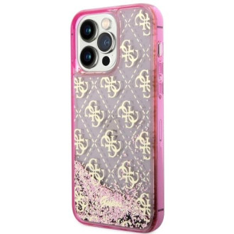 Guess GUHCP14LLC4PSGP iPhone 14 Pro 6,1" růžové/růžové pevné pouzdro Liquid Glitter 4G Transculent