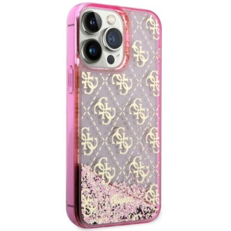 Guess GUHCP14LLC4PSGP iPhone 14 Pro 6,1" růžové/růžové pevné pouzdro Liquid Glitter 4G Transculent