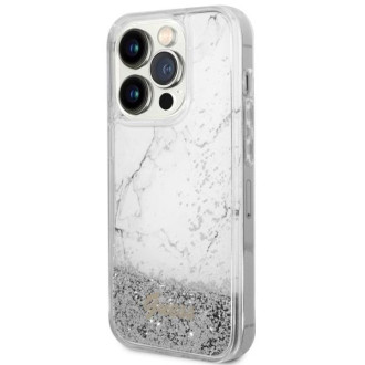 Guess GUHCP14LLCSGSGH iPhone 14 Pro 6,1" bílý/bílý pevný obal Liquid Glitter Marble