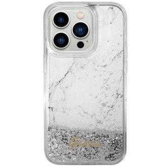 Guess GUHCP14LLCSGSGH iPhone 14 Pro 6,1" bílý/bílý pevný obal Liquid Glitter Marble