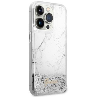 Guess GUHCP14LLCSGSGH iPhone 14 Pro 6,1" bílý/bílý pevný obal Liquid Glitter Marble