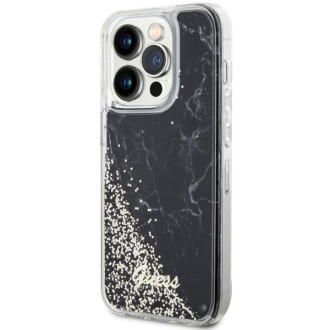 Guess GUHCP14LLCSGSGK iPhone 14 Pro 6,1" černo/černé pevné pouzdro Liquid Glitter Marble