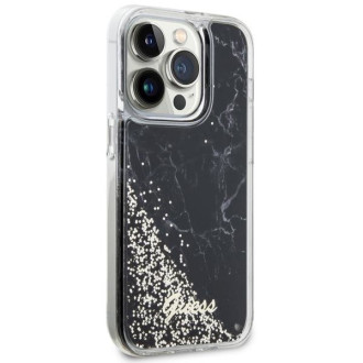 Guess GUHCP14LLCSGSGK iPhone 14 Pro 6,1" černo/černé pevné pouzdro Liquid Glitter Marble