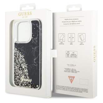 Guess GUHCP14LLCSGSGK iPhone 14 Pro 6,1" černo/černé pevné pouzdro Liquid Glitter Marble