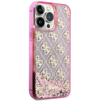 Guess GUHCP14XLC4PSGP iPhone 14 Pro Max 6,7" růžové/růžové pevné pouzdro Liquid Glitter 4G Transculent