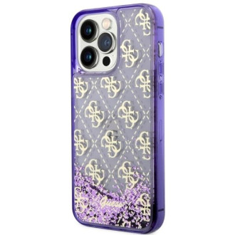Guess GUHCP14XLC4PSGU iPhone 14 Pro Max 6,7" fialový/fialový pevný obal Liquid Glitter 4G Transculent