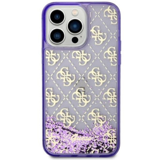 Guess GUHCP14XLC4PSGU iPhone 14 Pro Max 6,7" fialový/fialový pevný obal Liquid Glitter 4G Transculent