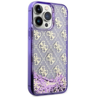 Guess GUHCP14XLC4PSGU iPhone 14 Pro Max 6,7" fialový/fialový pevný obal Liquid Glitter 4G Transculent