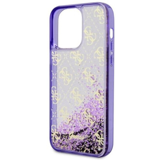 Guess GUHCP14XLC4PSGU iPhone 14 Pro Max 6,7" fialový/fialový pevný obal Liquid Glitter 4G Transculent