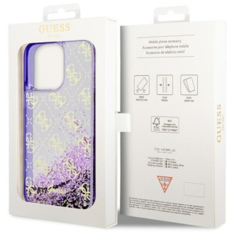 Guess GUHCP14XLC4PSGU iPhone 14 Pro Max 6,7" fialový/fialový pevný obal Liquid Glitter 4G Transculent