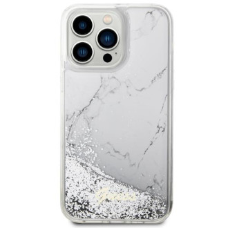 Guess GUHCP14XLCSGSGH iPhone 14 Pro Max 6,7" bílý/bílý pevný obal Liquid Glitter Marble