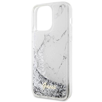 Guess GUHCP14XLCSGSGH iPhone 14 Pro Max 6,7" bílý/bílý pevný obal Liquid Glitter Marble