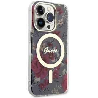 Guess GUHMP14LHCFWSA iPhone 14 Pro 6,1" zelený/khaki pevný obal Flower MagSafe