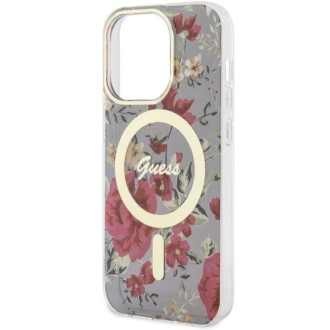 Guess GUHMP14LHCFWSA iPhone 14 Pro 6,1" zelený/khaki pevný obal Flower MagSafe