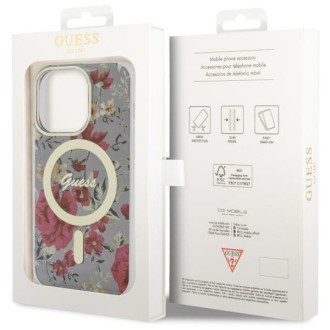 Guess GUHMP14LHCFWSA iPhone 14 Pro 6,1" zelený/khaki pevný obal Flower MagSafe