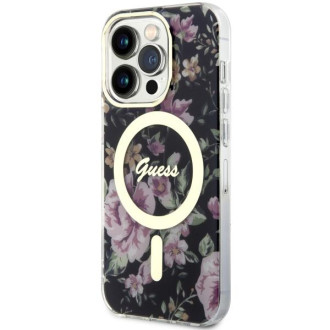 Guess GUHMP14LHCFWSK iPhone 14 Pro 6,1" černo/černé pevné pouzdro Flower MagSafe