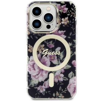 Guess GUHMP14LHCFWSK iPhone 14 Pro 6,1" černo/černé pevné pouzdro Flower MagSafe