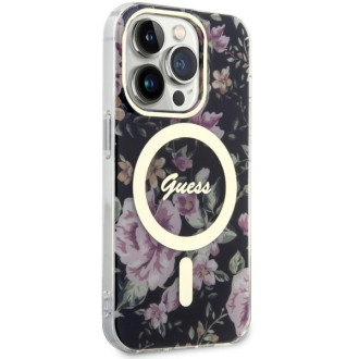 Guess GUHMP14LHCFWSK iPhone 14 Pro 6,1" černo/černé pevné pouzdro Flower MagSafe