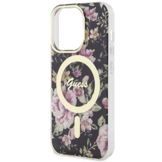 Guess GUHMP14LHCFWSK iPhone 14 Pro 6,1" černo/černé pevné pouzdro Flower MagSafe