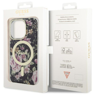 Guess GUHMP14LHCFWSK iPhone 14 Pro 6,1" černo/černé pevné pouzdro Flower MagSafe